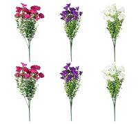 Ziyonix 6 Paquetes Flores Artificiales, Flores Artificiales Exterior de Trompeta Plantas de Floración Simulada con Protección UV para Interior y Exterior, Decoración del Hogar, Balcón Porche