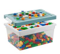 Ziyonix Caja Almacenaje para Lego, Plastico Bloques Construccion Niños Almacenamiento con Tapa y Compartimentos Apilables Juguetes Organizadoras Transparente para Piezas