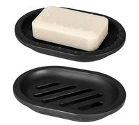 Ziyonix Jabonera Baño 2 Piezas, Soporte para Jabón de Drenaje, Jabonera Negra Portátil, Contenedor de Jabón de Viaje, Fácil Limpieza, Seco, Evita el jabón Blando, para Baño, Lavabo, Cocina