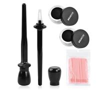 Ziyonix Juego de 5 Piezas Plantillas de Delineador de Ojos, Herramienta de Maquillaje de Ojos, Silicona, Reutilizable con 2 Botellas de Delineador Negro y 50 Hisopos de Algodón para Mujeres y Niñas