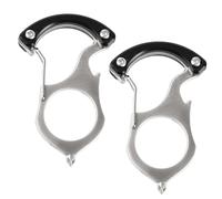 Ziyonix Llavero de Coche Multifuncional 2 Piezas, Llavero de Autodefensa, llavero con Abrebotellas de Acero Inoxidable Portátil para Aventuras al Aire Libre y Senderismo, Negro