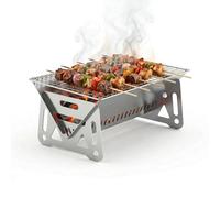 Ziyonix Mini Barbacoa Portátil de Carbón Plegable, Fogata Parrilla de Carbón de Leña Elevable Barbacoa Plegable de Acero inoxidable barbacoa de Viaje para Cámping Picnic Jardín（28 * 18 * 13cm)