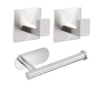 Ziyonix Portarrollos Papel Higiénico Adhesivo, Acero Inoxidable Soporte de Papel Taladro Portarrollos Ganchos de para Toallas de Baño con 2 Piezas Gancho de Pared Níquel Cepillado para WC Baño Cocina