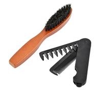 Ziyonix Set de Cepillo y Peine para Barba, Beard Brush Cuidado y Estilizado de la Barba para Hombres para Barbas Cortas y Largas Regalos Hombre (2 Piezas)