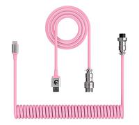 ZIYOU LANG C01 Cable USB C a A en espiral con cable desmontable de doble manga espiral extensible línea de resorte aviador de metal para Playstation Xbox Keyboard Mouse Impresora USB Flash Drive (rosa)