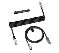 ZIYOU LANG C01PRO - Cable USB C a A trenzado personalizado con cable en espiral desmontable de doble manga, línea de resorte extensible, aviador de metal para PS4, Xbox, teclado, mouse, impresora de
