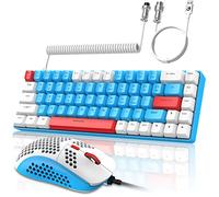 ZIYOU LANG RK-T8PR0 - Combo de teclado y mouse mecánico para juegos con cable 65% con retroiluminación LED RGB, antighosting, TKL Mini 68 teclas en espiral C a un cable táctil azul interruptor para