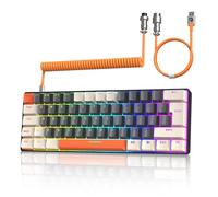 ZIYOU LANG T60 Teclado para Juegos 60% con Cable USB C en Espiral, QWERTY Mini 62 Teclas Anti-ghosting Arco Iris Retroiluminado Teclado Mecánico, Clicky Azul Switch para Mac/Win - GrisOscuro
