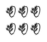 ZiYouao Servilletero 10 Uds. Servilleteros de Hoja Dorada, servilletero de otoño for Navidad, Acción de Gracias, Boda, decoración de Mesa de Comedor Servilleteros Individuales(HWL02-Black)