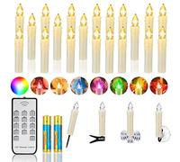 ZIYOUDOLI 10/20/30 Velas LED de Navidad Con Mando a Distancia, Temporizador, Regulable, Inalámbricas para Árbol, Decoración, Bodas (20 Unidades)