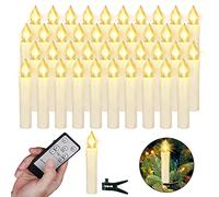 ZIYOUDOLI 40 Velas LED para Árbol de Navidad, Inalámbricas Con Temporizador, Parpadeo, Regulables - Decoración para Halloween, Cadena de Luces Sin Cable