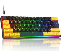 ZIYOULANG MK21 Teclado Mecánico para Juegos, 60% Compacto Layout UK, Teclado Mini Alámbrico 61 Teclas con Hot-Swap, Retroiluminación RGB, Anti-Ghosting, Switch Rojo para PC, MAC - Estrella Negra