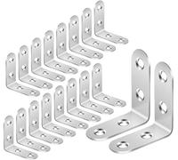 ZiYuya Soportes de esquina de metal en L, resistentes juntas de ángulo recto, soporte de pared para estantes, muebles de madera (plateado, paquete de 20, 40 mm x 40 mm)