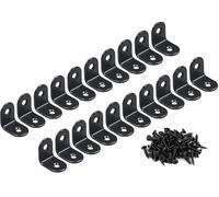 ZiYuya Soportes de esquina de metal en L, resistentes juntas de ángulo recto, soporte de pared para estantes, muebles de madera (negro, paquete de 20, 20 mm x 20 mm)
