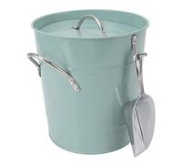 Ziyvural Cubo de Hielo Redondo con Tapa, 782g Galvanizado Gran Capacidad | Enfriador de Bebidas Azul, Plástico y Chapa Galvanizada, con Cuchara y Cubierta Antipolvo, para Bar, Restaurante, Fiesta,