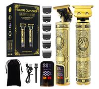 ZIZINET Máquina de Cortar Pelo Profesional,Cortapelos Eléctrico con Hoja T y Pantalla LED,Cortapelos Hombre Profesional con 6 Peines-guía para Uso de Hogar y Peluquería