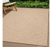 ZIZUR - Alfombra (240 x 340 cm, aspecto de yute, interior y exterior) | 100% polipropileno, resistente a los golpes, limpiador de mangueras, no recoge agua, para terraza, balcón, jardín