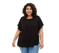 Zizzi Blusa de manga corta para mujer de tallas grandes con cuello redondo Talla 42-56 - Ropa de mujer de talla grande, Negro , 50-52 Grande