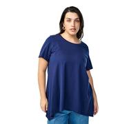 Zizzi Camiseta de algodón para mujer, tallas grandes, cuello redondo, forma A, talla 42-60