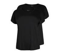 Zizzi Juego de 2 camisetas de algodón para mujer, tallas 42-60, Color negro., 50-52 Grande