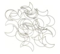 ZJchao 30pcs Biseles Abiertos, 30 Piezas de Joyas en Forma de Luna Bisel Abre Bisel de Bricolaje Hueco Marco de Metal Abierta Colgante para Nave de Resina (En forma de luna Pequeño * 30)