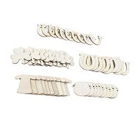 ZJchao 50 Piezas de Astillas de Madera Decorativas, 5 Estilos de Rebanadas de Recortes de Madera en Blanco con Superficie Lisa Pulida, para Manualidades de Bricolaje Decoraciones de