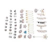 ZJchao 55 PCS Pernos de Broche de Diamantes de Diamantes de Diamantes de Diamantes de Perlas Brillantes, Accesorios de Joyería de Moda para Calcetines con Alfileres de Seguridad,