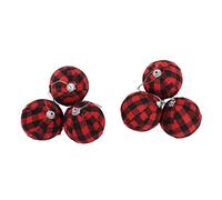 ZJchao 6 Piezas 70 Mm 2,76 Pulgadas Bolas de Adornos para árboles de Navidad Decoraciones Navideñas Juego de Decoración para árboles de Navidad con Material de Espuma de Tela (Cheque Rojo y Negro)
