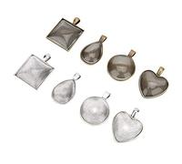 ZJchao 60 Piezas DIY Collar Base Bandeja Colgante Molde Cadena Fabricación de Joyas Kit de Accesorios Metal Plástico Duradero que No Se Decolora Estilo Vintage para Fabricantes de