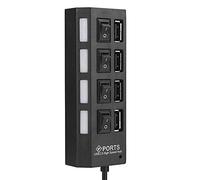 ZJchao Adaptador de Transferencia de Datos de Alta Velocidad de Concentrador USB 2.0 de 4 Puertos para PC, Computadora de Escritorio y Computadora Portátil (4 Negro)