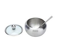 ZJchao Azucarero, Acero Inoxidable y Vidrio con Tapa Transparente y Cuchara Azucarero con Tapa Cuchara con para Sal, Glutamato Monosódico, Pollo en Polvo, Azúcar