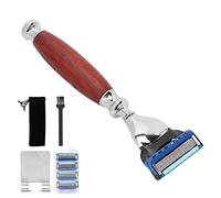 ZJchao Barber Straight Blade Barber Straight Blade Manual de 5 Cuchillas para Hombres Juego de Afeitar con de Madera 4 Cartuchos de Reemplazo Herramienta de Afeitar Reutilizable para