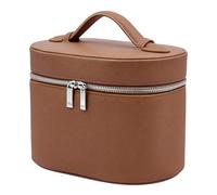 ZJchao Bolsa de Maquillaje Organizador de Maquillaje de Viaje Estuche de Cosméticos Bolsa de Aseo de Viaje de Cuero PU con Forro Extraíble para Mujeres 6.5x5.71x8.27in (Brown)
