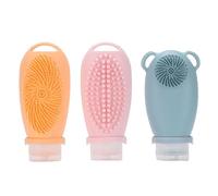 ZJchao Botellas de Viaje para Artículos de Tocador Contenedores de Artículos de Tocador Botellas de Cosméticos 100 Ml de Silicona a Prueba de Fugas con Limpiador Incorporado y Correa de (3PCS)