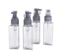 ZJchao Botellas Dispensadoras de Viaje 4 en 1, Envases de Aseo de Viaje Recargables, a Prueba de Fugas y Aprobados por la TSA, con Triple Cierre Roscado y Pulverizador para champú (GRAY)