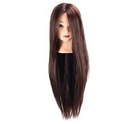 ZJchao Cabeza de Maniquí Cabello Humano, Cabeza de Maniquí Temperatura Marrón Oscuro Diseño de Cuero Cabelludo Realista Sintético para Entrenamiento y Peinado de Peluquería