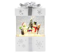 ZJchao Caja de Música Navideña Brillante, Decoración de árbol de Navidad de Muñeco de Nieve con Canción, Alimentada por USB, Funciona con Pilas para Decoración de Fiesta de Mesa de (White)