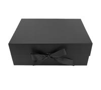 ZJchao Caja de Regalo con Tapa Magnética, Abatible, Grande, Negro, Elegante Lazo de Cinta para el Día de San Valentín, Día de la Madre, Regalos de Propuesta de Cumpleaños, Papel