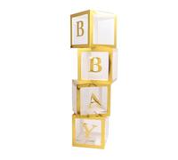 ZJchao Cajas para Globos, Caja para Globos Transparente, Fácil Instalación, 4 para con Letras para Propuesta, Confesión, Baby Shower (GOLD)