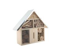 ZJchao Casa Colgante de Madera para Abejas, Hotel para Insectos, Madera de Pino, Techo de Metal, Hábitat para Abejas a Prueba de Lluvia con Piñas, Troncos de Paja para Jardín, Pat