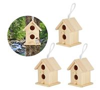 ZJchao Casas de Pájaros de Madera, 3 Piezas Innovadoras de Madera Al Aire Libre Casas de Pájaros para Pájaros Colgantes Casa de la Jaula de la Jaula del Alerta Al Aire Libre Kit de
