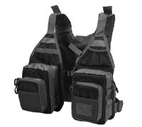 ZJchao Chaleco de Pesca con Correa de Hombro Ajustable, Color Negro, Poliéster, para Actividades Al Aire en Canoa, Kayak