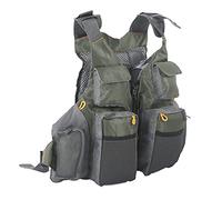 ZJchao Chaleco de Pesca con Mosca, Chaleco de Bolsillo Múltiple Ajustable con Almohadilla Flotante para Motor