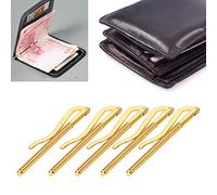 ZJchao Clamp/Holder de Dinero, Resorte de Alta Dureza Clamp/Holder de Billetera de 80 Mm con de Dinero de Metal de 5 Piezas para Billetera de Cuero (Gold)