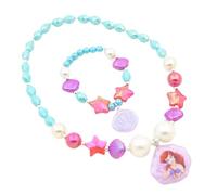 ZJchao Conjunto de Pulsera y Collar con Cuentas para Niñas, Joyería con Colgante de Concha de Estrella con Perlas de Imitación para Regalo de Cumpleaños, Día del Niño, Navidad (collar pulsera