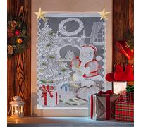 ZJchao Cortinas de Encaje Navideñas con Luz LED, Cortinas Opacas de Papá, Decoración del Hogar para Sala de Estar y Dormitorio (52)