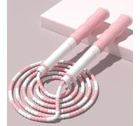 ZJchao Cuerda para Niños, Longitud Ajustable, Alta Flexibilidad, Antideslizante, Cuerda para Saltar con Cuentas, Ejercicio Escolar (Rosada)