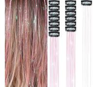 ZJchao En el Cabello de Tinsel Juego de Brillo Brillante Extensiones para el Cabello Calientes Accesorios para el Cabello de Hadas para Mujeres Niños Niños 6 Piezas de 19.6 Pulgadas (PINK)