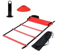 ZJchao Equipo de Entrenamiento de Velocidad de Escalera ágil, Escalera de Ejercicios para Juego de Pies Accesorios de Fútbol Escalera de Fútbol (1 Escalera de Entrenamiento (Rojo) + 10 marcadores)