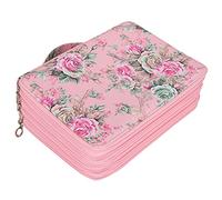 ZJchao Estuche para Lápices con Cremallera de Varias Capas con Estampado Floral y 252 Ranuras, Bolsa de Almacenamiento Portátil para Organizador de Bolígrafos (fundación Rosa)